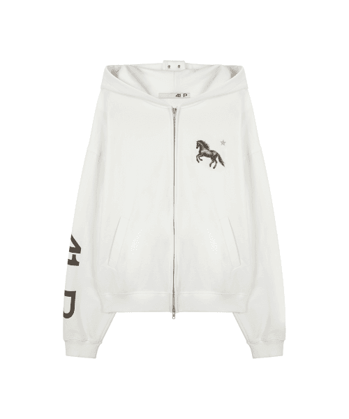 Midnight Horse Zip-up Hoodie /  Ivory