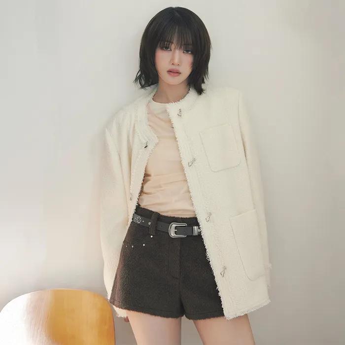 Trimmed Hook Midi Tweed Jacket VW5AJ230_2color