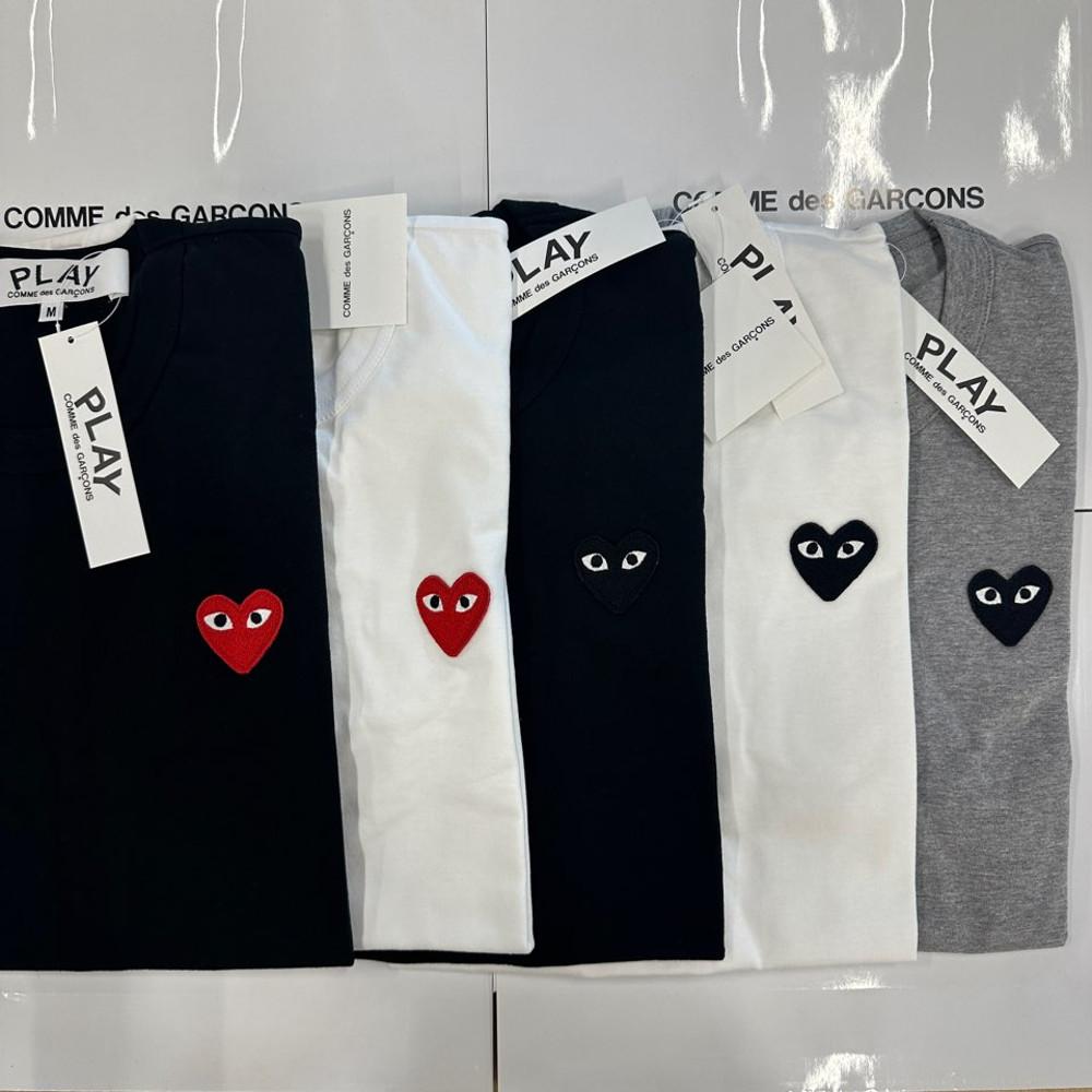 (국내 배송) 꼼데가르송 원포인트 무지 반팔티셔츠 남녀공용 리뉴얼