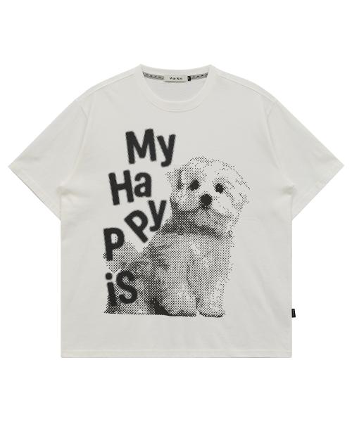 MY HAPPY IS 스탬프 반팔티셔츠 화이트