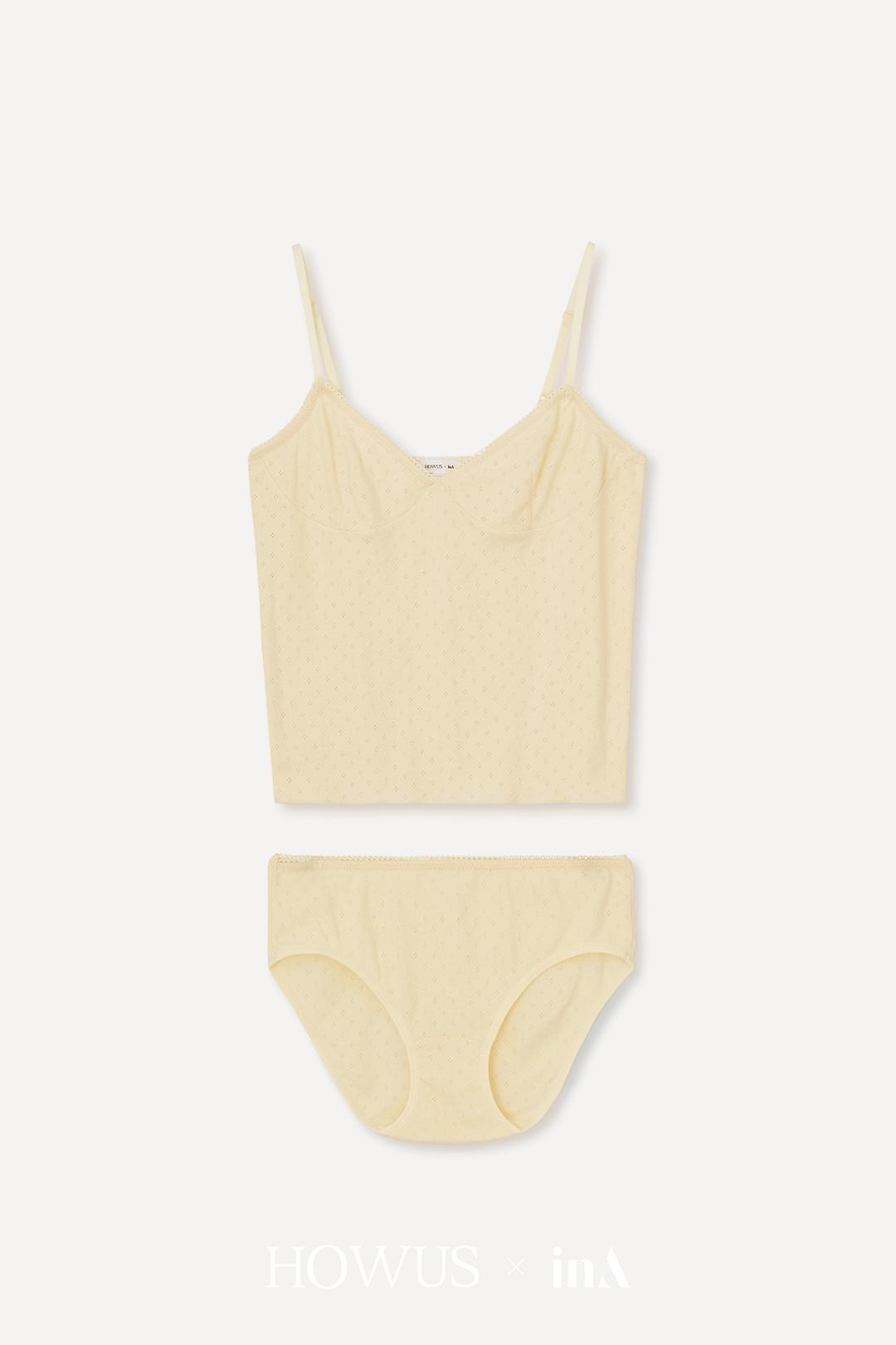 [inA x HOWUS] Hailey Cotton Underwear Set - Vanilla
