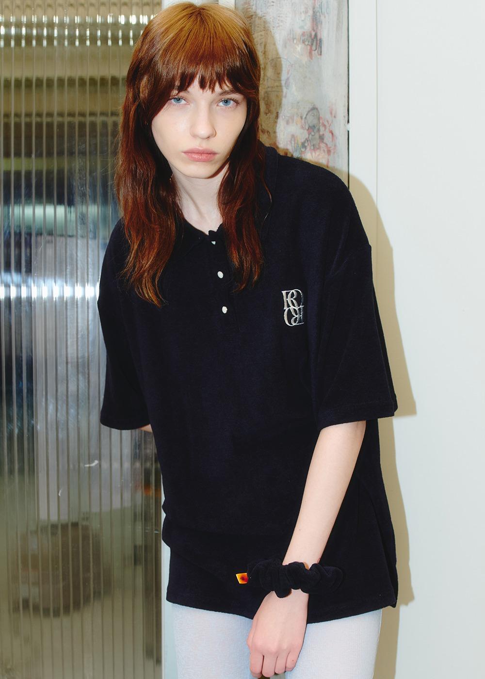 *Terry Button Collar T-shirt [NAVY]