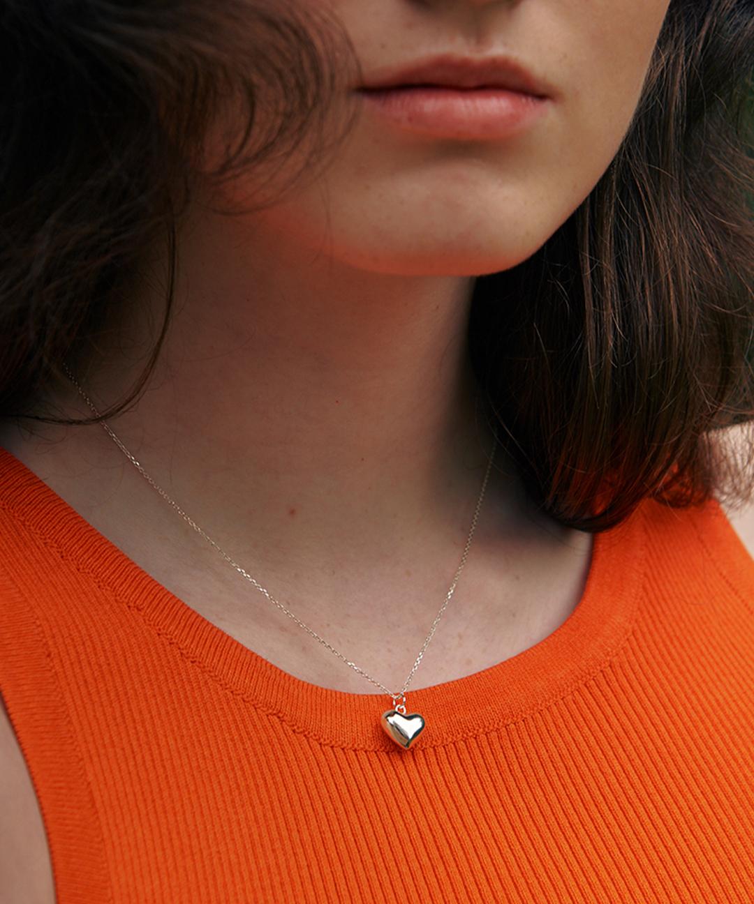 베흐트 [925 silver] Un.silver.165 / full heart necklace (12mm)(silver)