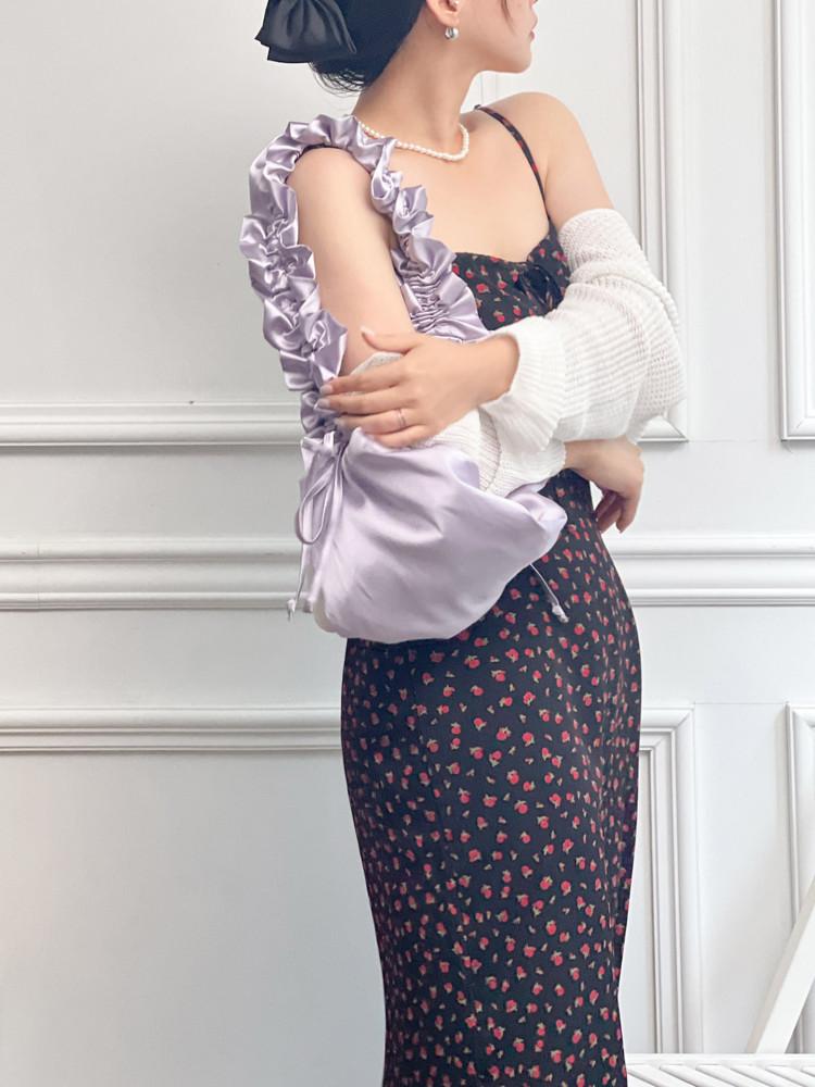 물결 셔링 새틴 스트링백(4 color)