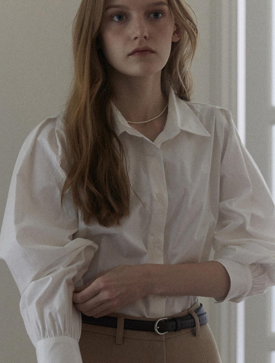 Puff Sleeve Logo Blouse - White