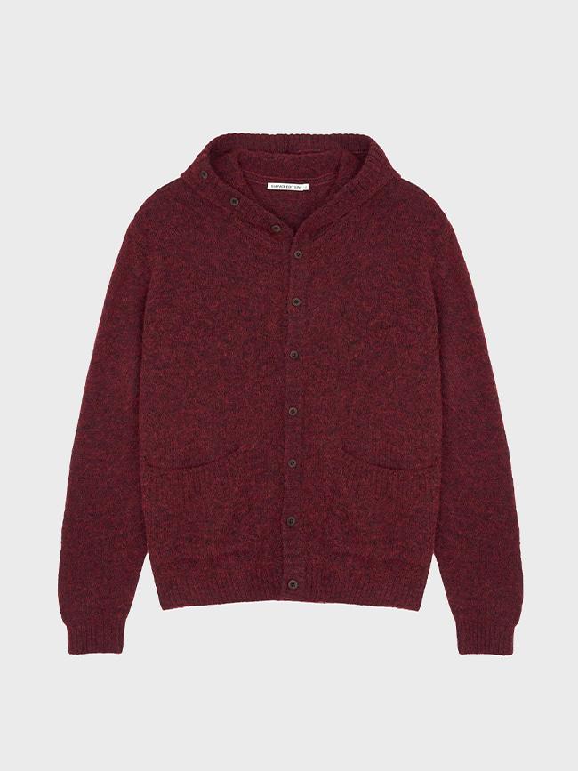 서피스에디션_ BUTTON-UP HOODED KNIT [WINE]
