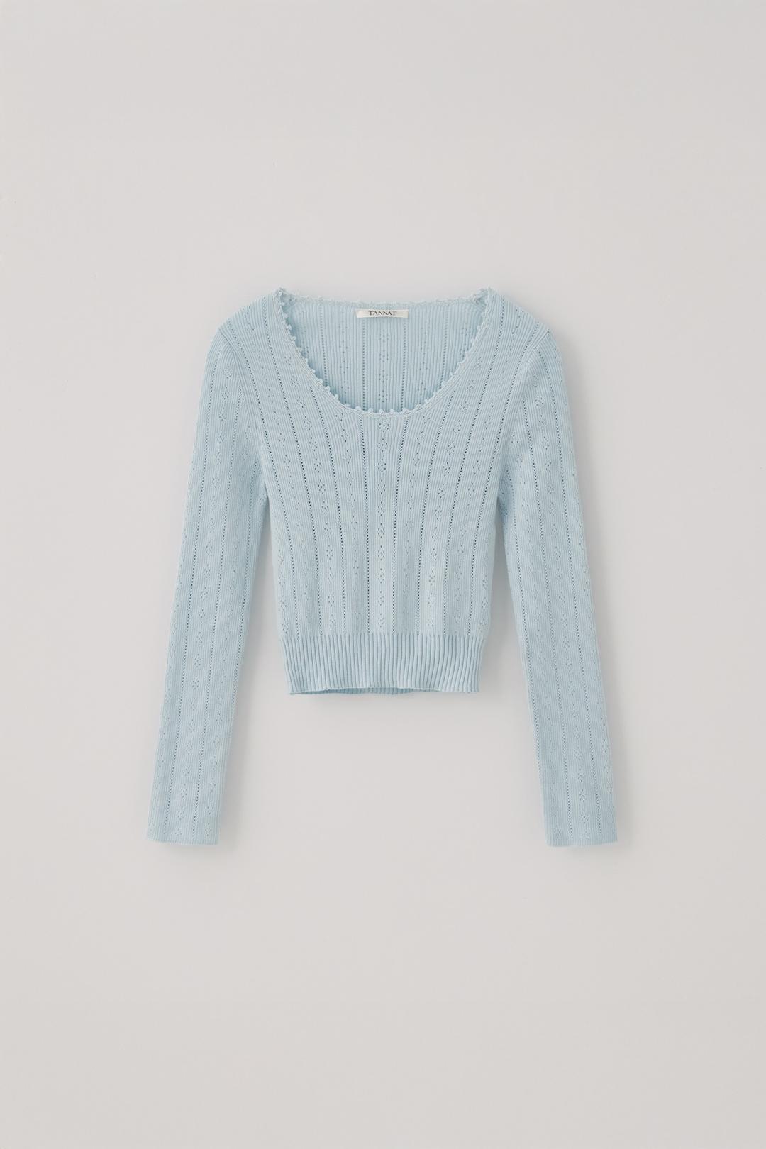T/T Wave scallop knit top (skyblue)