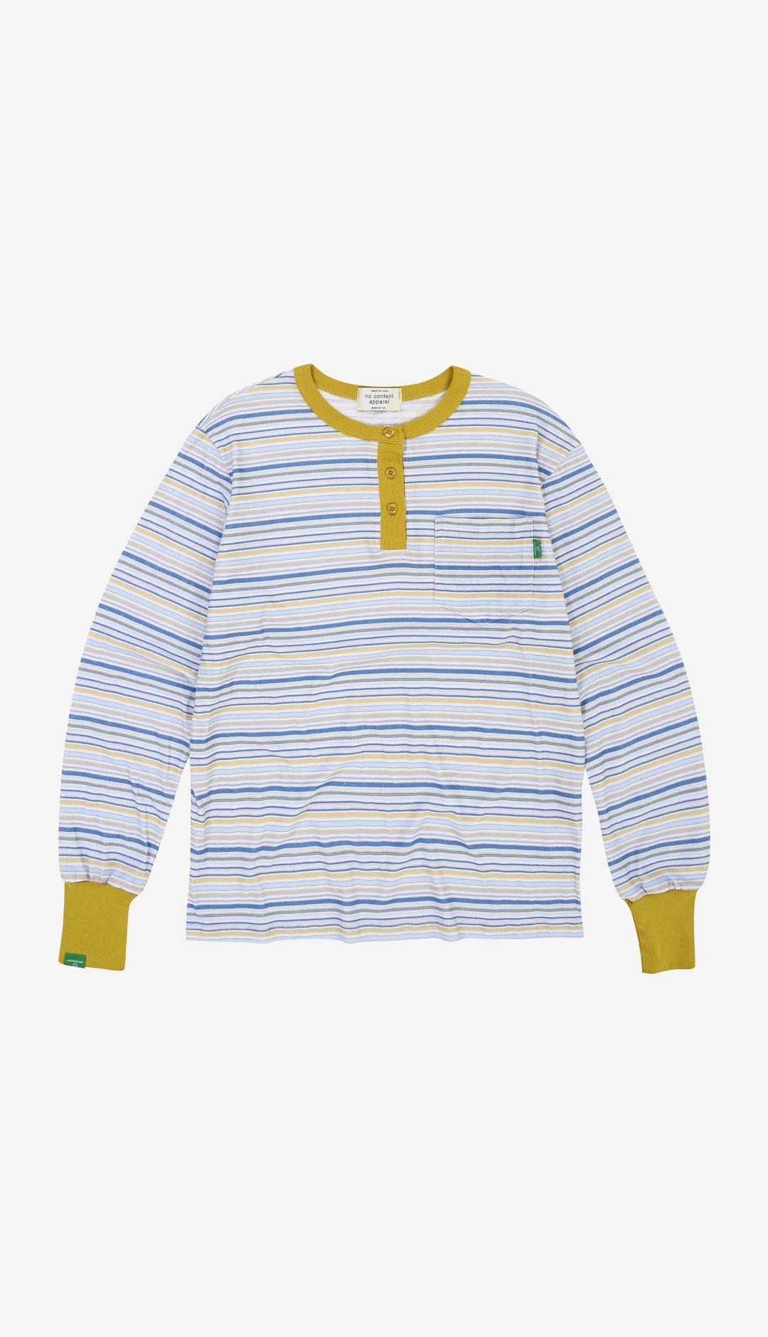 228. Henley Stripe T _ Yellow