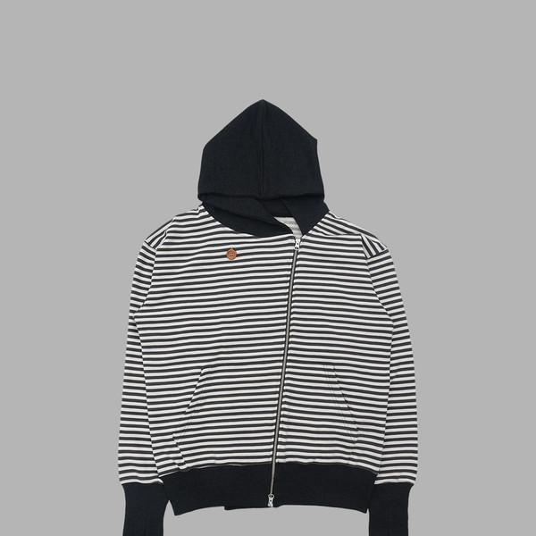 STRIPE UNBALANCED ZIPUP HOODIE (CHARCOAL)