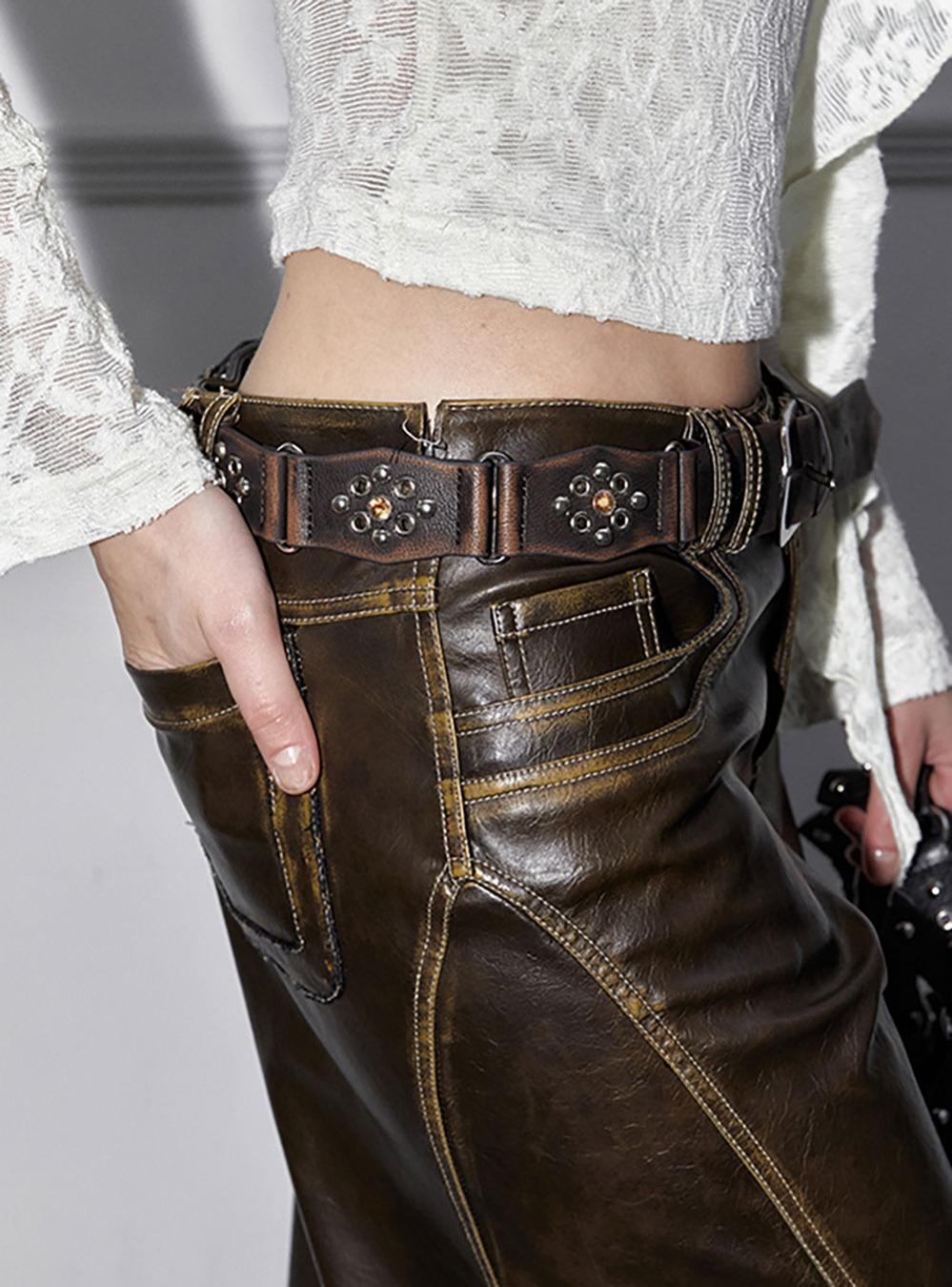 Prism Rivet Color Leather Belt