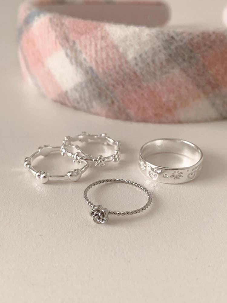 튜브 써지컬 빈티지 앤틱 유화 장미 레이어드링 포인트 반지 (4type)