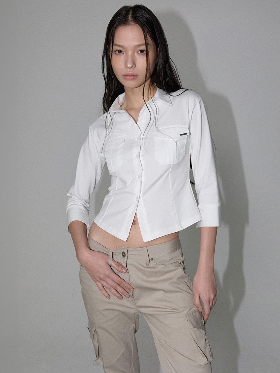 [3rd Reorder] Sleek Pocket Shirt (white)