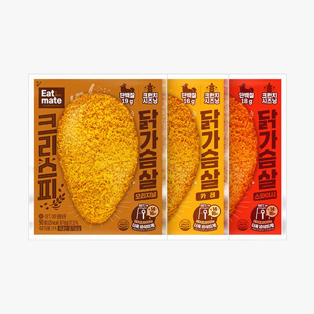 잇메이트 크리스피 닭가슴살 3종 10팩 / 오븐구이 치킨텐더 통살 에어프라이어 [원산지:상세설명에 표시]