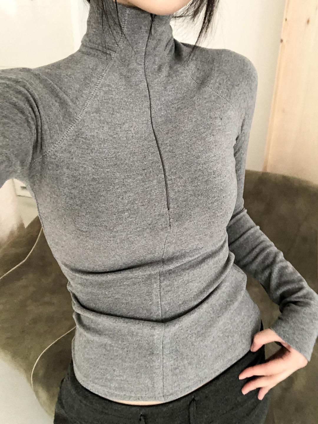Quarter Zip-Up Top (2color)