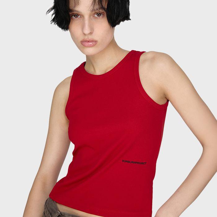 Back Detail Sleeveless Top, RED
