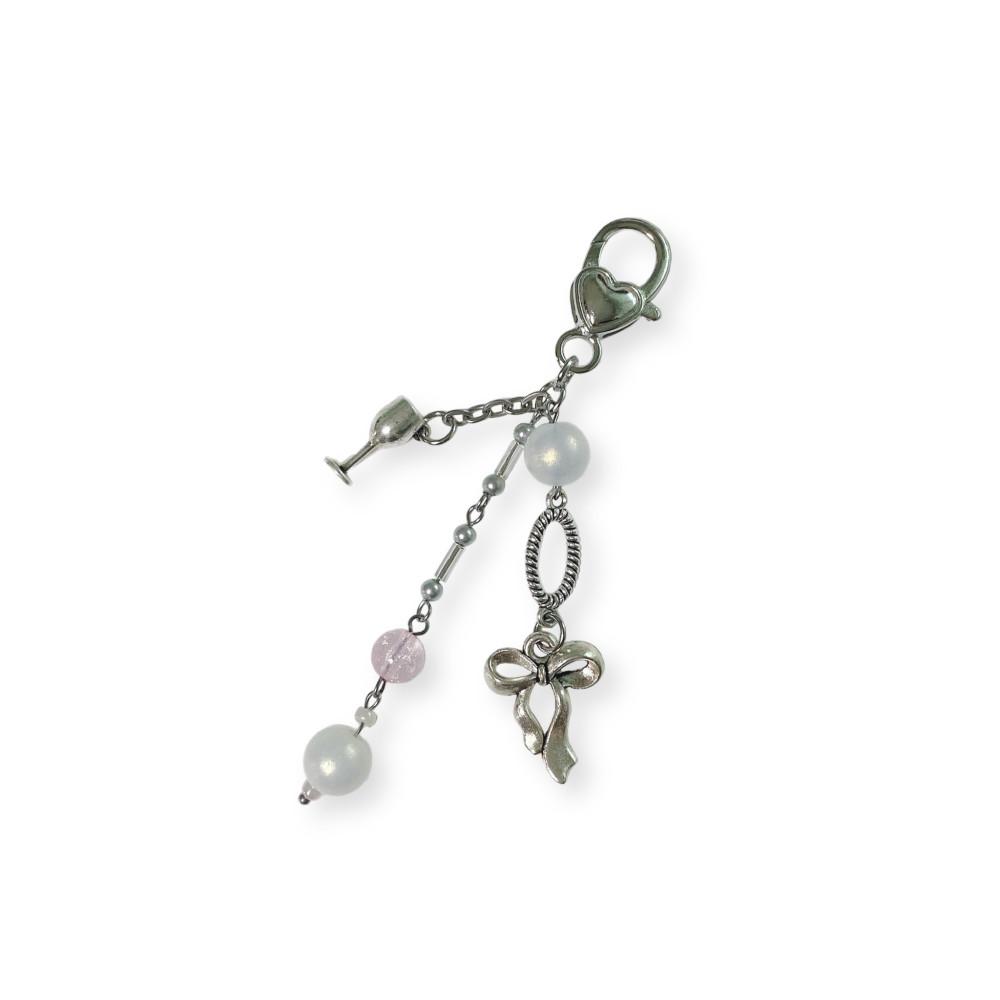 Ribbon champagne keychain,리본 샴페인 키링