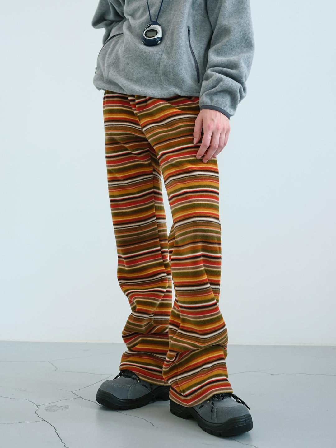 [Ssize 11/26, Msize 12/3 예약배송] 노마 플리스 밴딩 부츠컷 팬츠 (Camel Stripe)