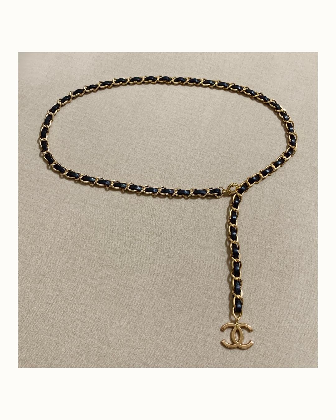 CHANEL hanger CC leather chain belt no.14