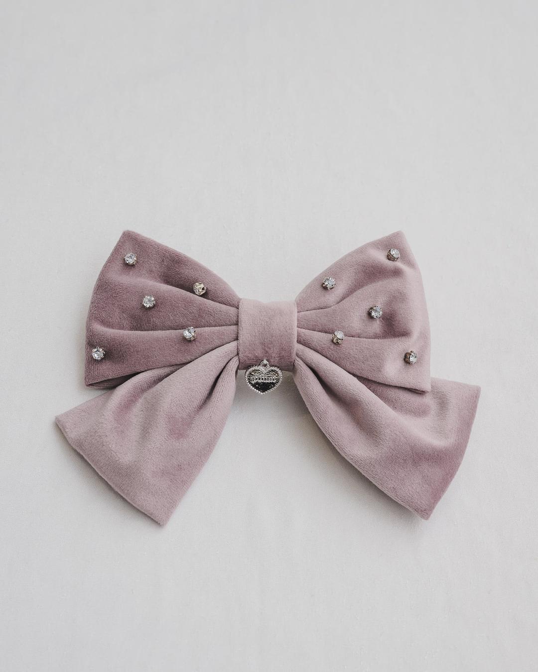 ビジュー付きベロアビッグリボンバレッタ