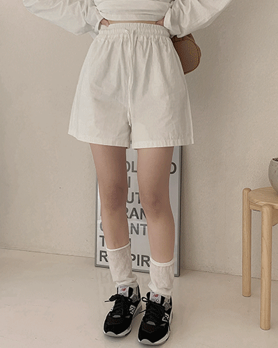 루스터 밴딩 코튼 하프 팬츠