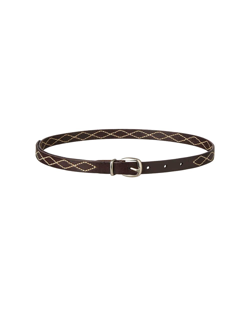 DIAMOND STITCH BELT [BROWN]