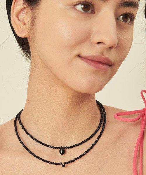Black onyx & cubic Necklace[2type]