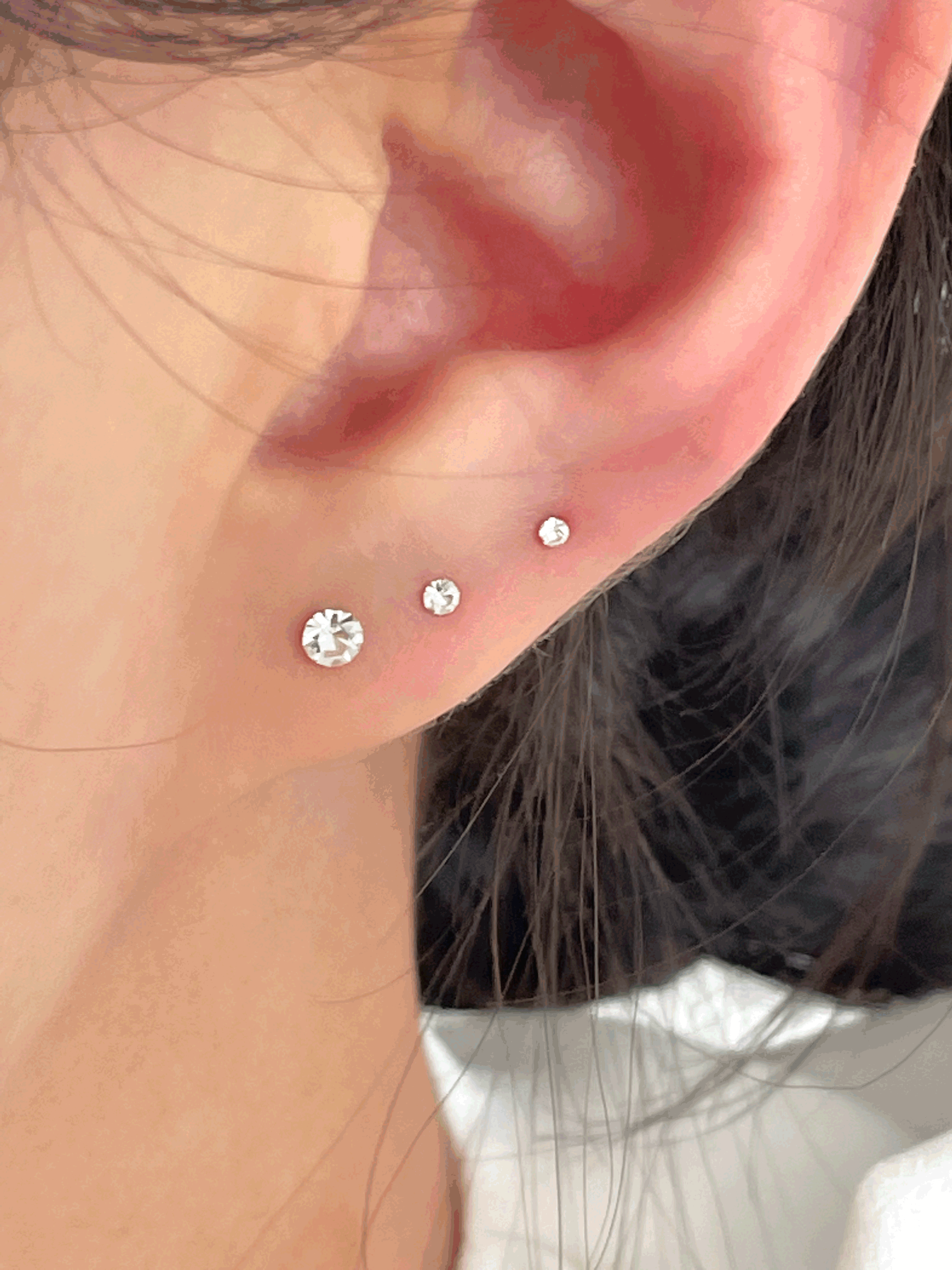 [925silver]온리 은침 베이직 큐빅 귀걸이(3size)