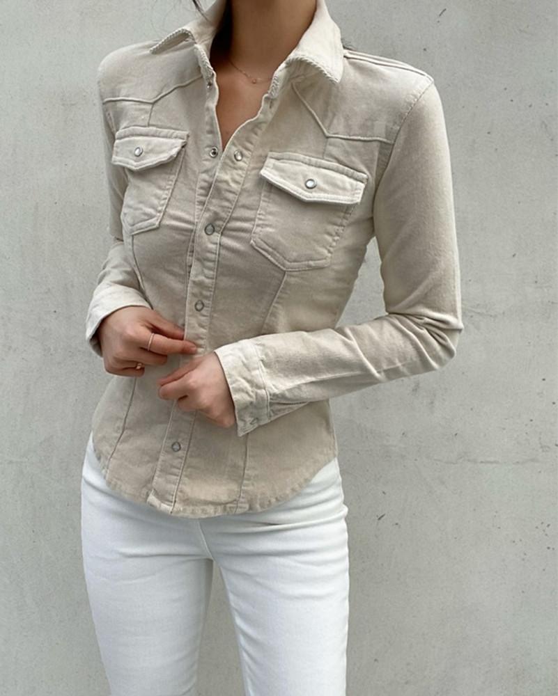 골덴 스판 슬림핏 셔츠 여자 남방 3color