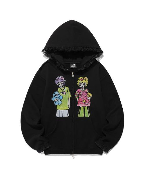 나이스고스트클럽(NICEGHOSTCLUB)  [X SOULPUSSSY CAT]GHOSTSOULGIRL HOODIE ZIPUP_BLACK(NG2EFUM489D) - 사이즈 & 후기 | 무신사