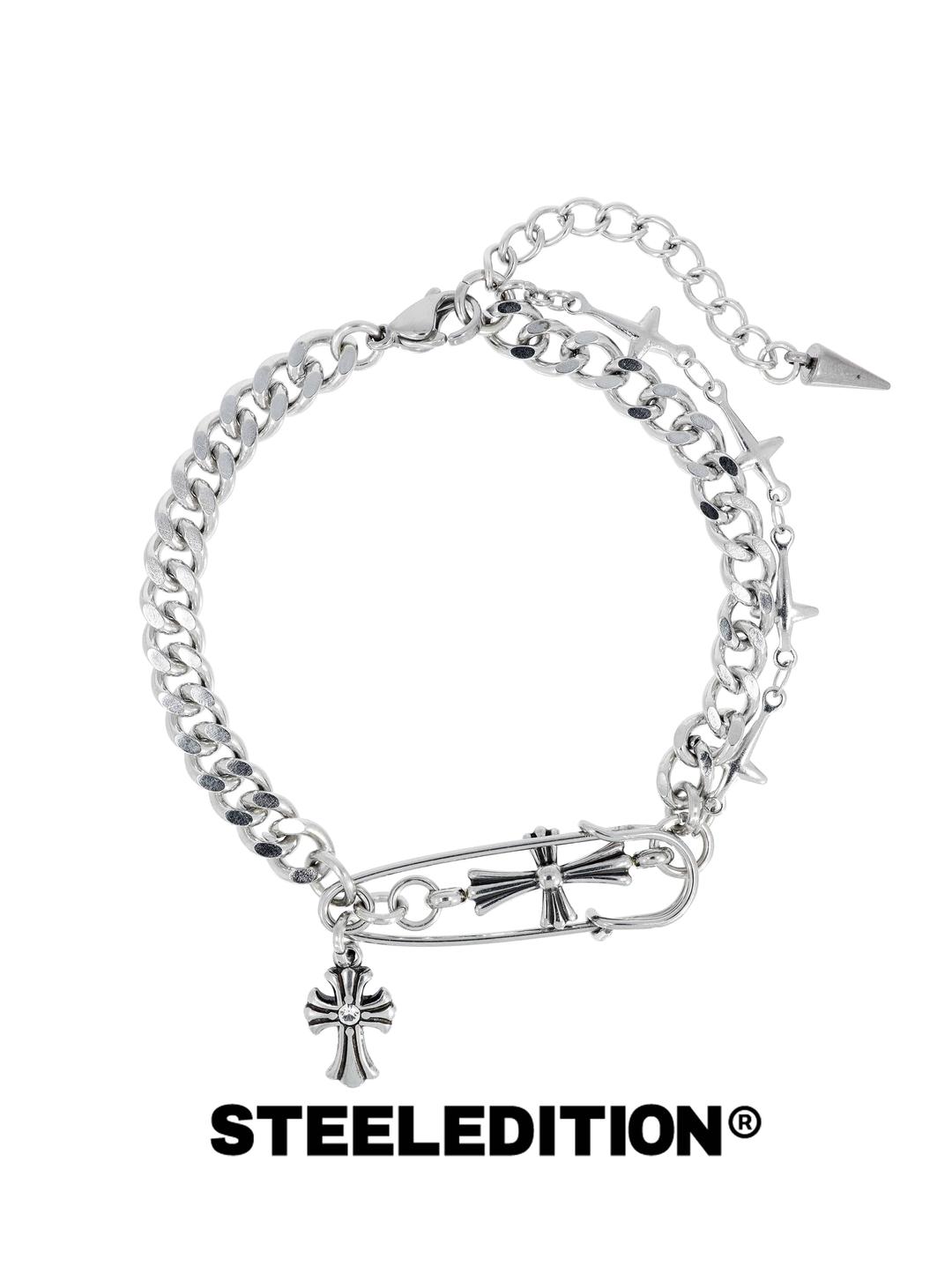 2DC 체인 십자가 옷핀 팔찌