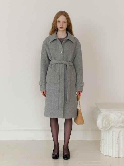 그레이 원버튼 울 코트