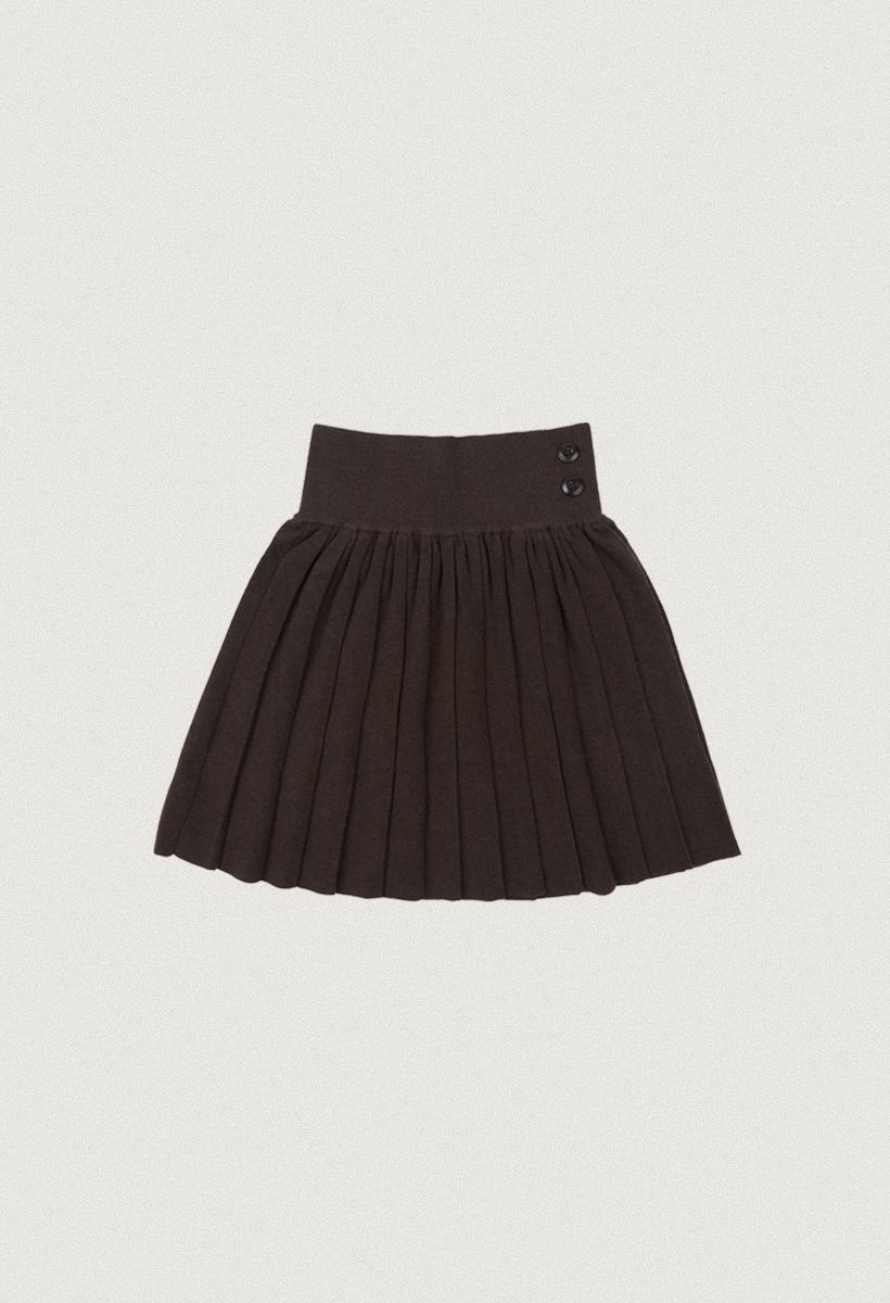 Button Pleated knit skirt_Brown(OC25-KN17)