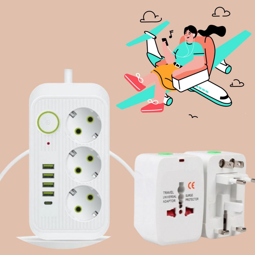 [여행 필수템 Step.7] 여행용 멀티플러그(변환콘센트) / 4USB 1C타입 3구 멀티탭(색상랜덤) - 멀티탭 | 쿠팡