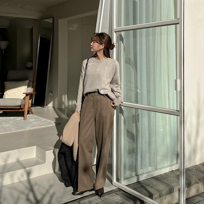 렌드 뒷밴딩 세미 와이드 슬랙스 68127