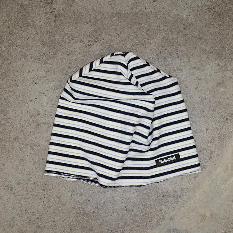 STRIPE FLEECE BEANIE CREAM