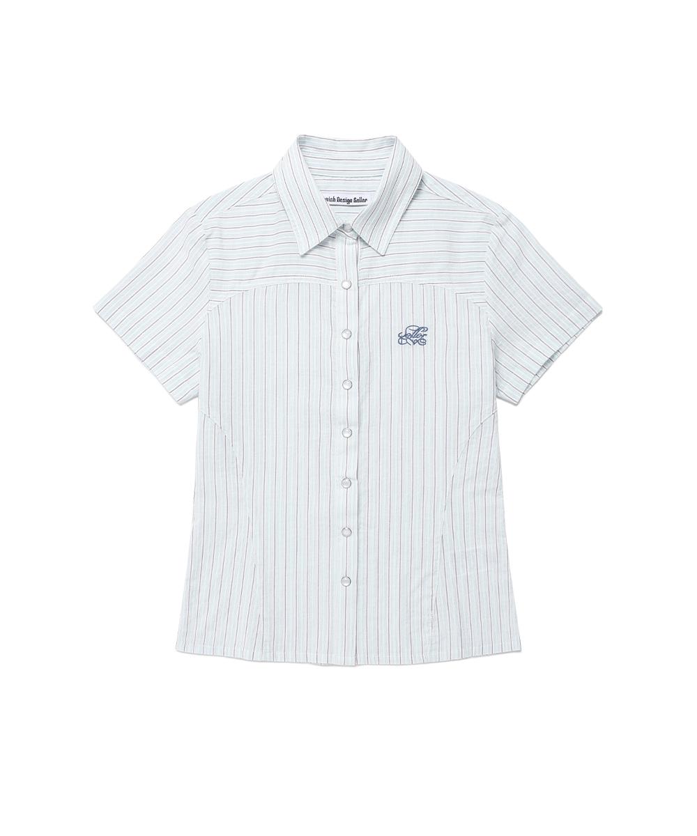 W STRIPED HALF SLEEVE SHIRT[MINT]