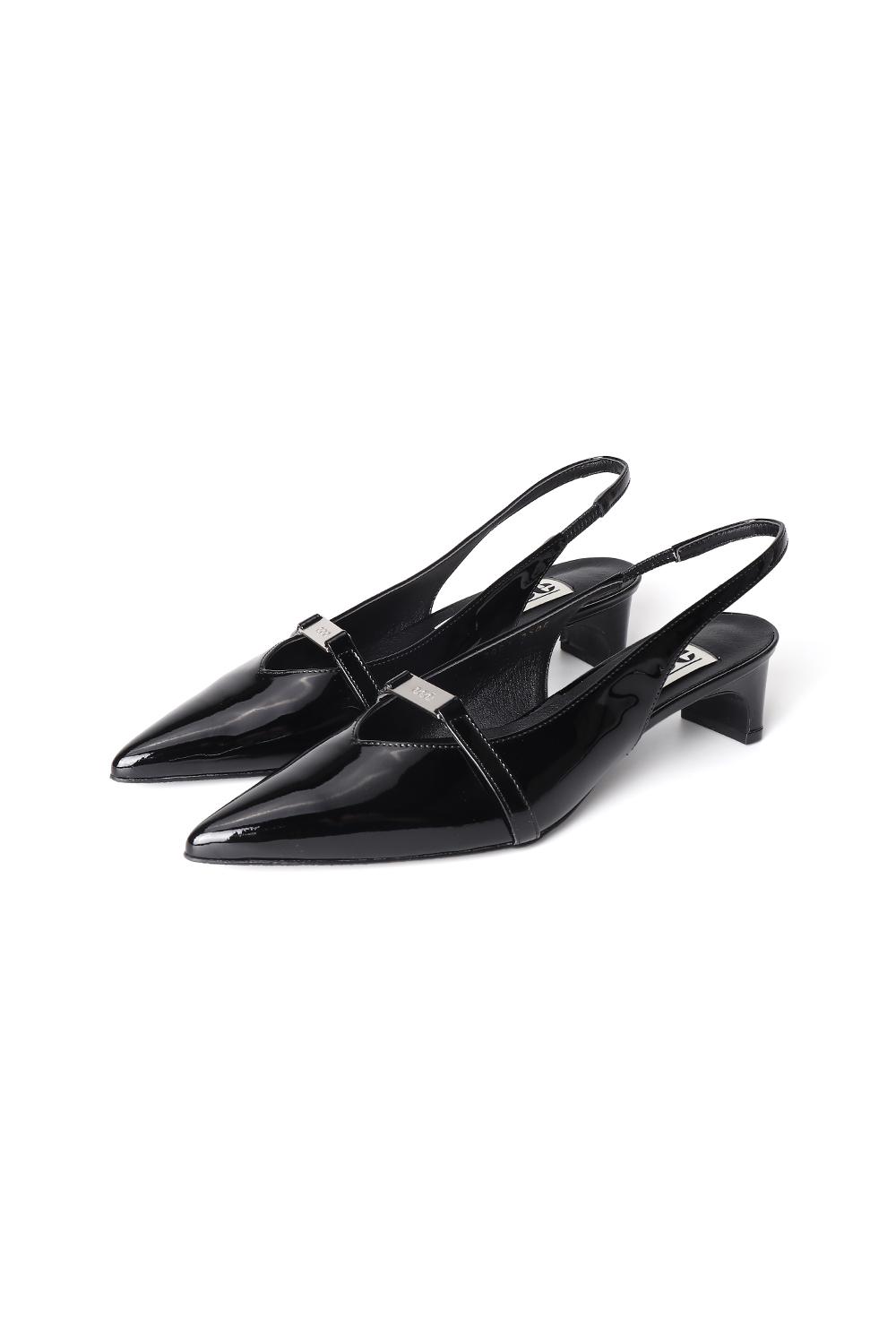 ELLA METAL LOGO STILETTO HEEL [BLACK]