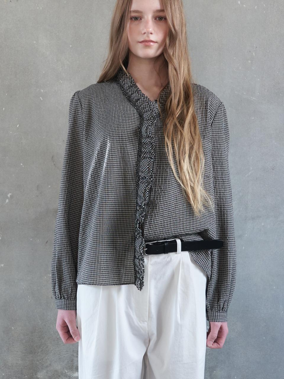 French Check Curly Blouse