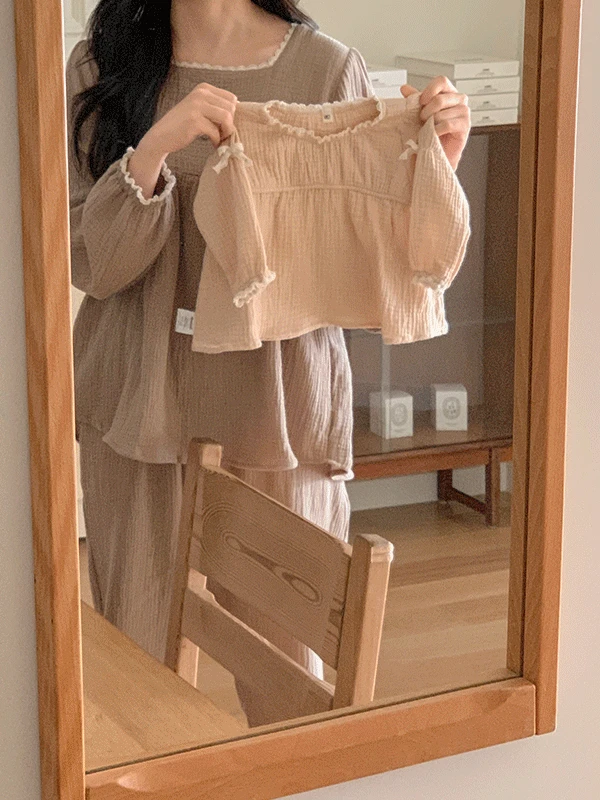 [1천장 돌파/☁코튼] Baby. J 메리앤 리본 요루면 아기 파자마 잠옷 세트 3color, 3size