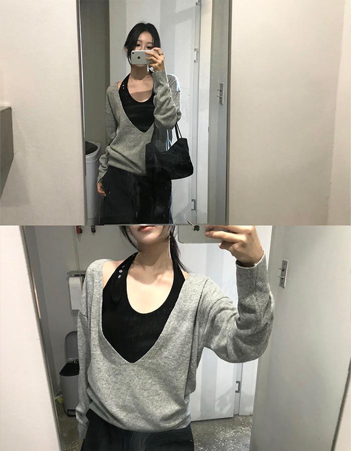 메리울 딥 브이 니트