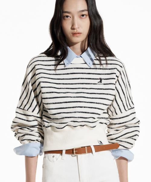 [WOMAN] TWEED JACQUARD STRIPE SWEATSHIRT BLACK