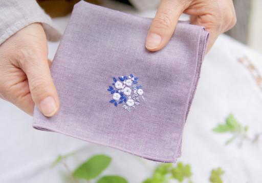 [프랑스자수] 장미 손수건