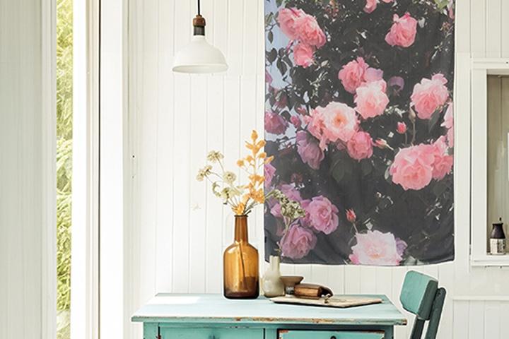 쉬폰 패브릭 포스터 가리개 커튼 가림막 파티션 90x125 가든인로즈