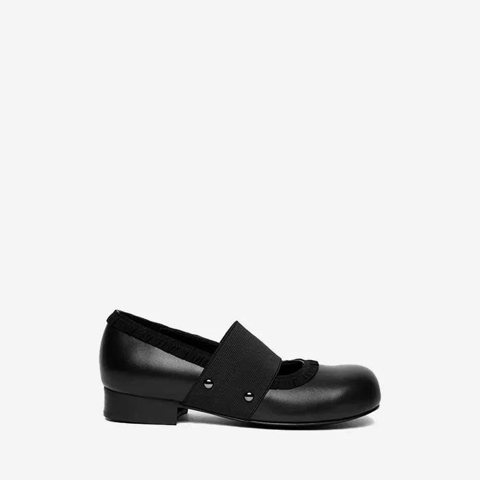 LACE BAND BALLERINA FLATS BLACK