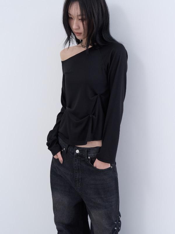 drape edge button tee