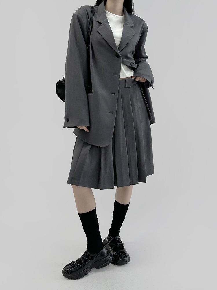 오쥬 플리츠 미디 스커트 (2color)