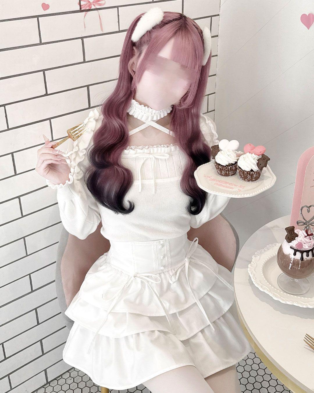 チョーカー付きフリルショルダートップス ピンク | ファッション通販＆メディアMyColor ～マイカラー～
