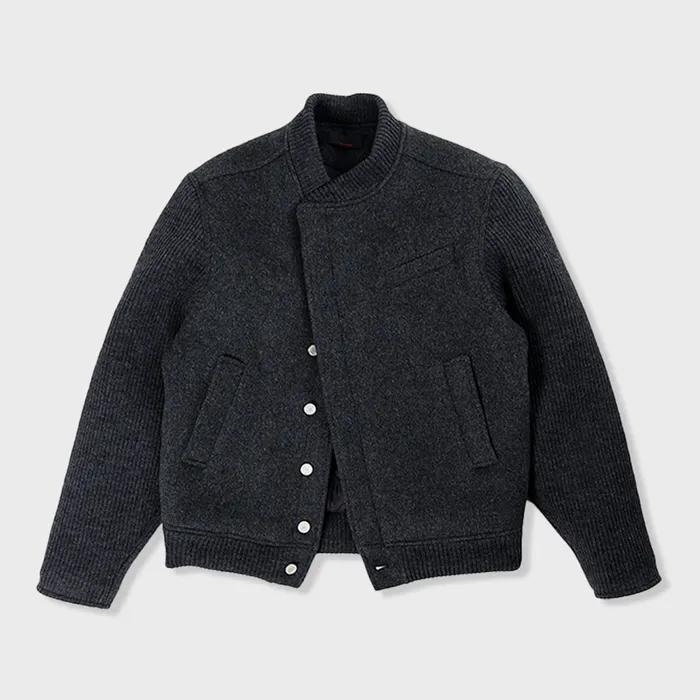 TULIP VARSITY JACKET - CHARCOAL