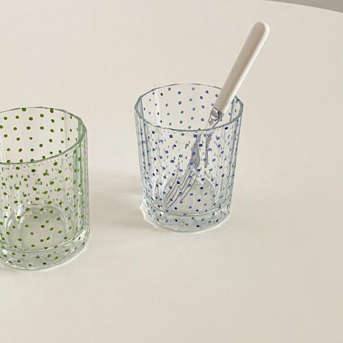[vintage] 이태리 도트 글라스 2종 (그린, 블루)