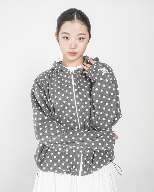 DOT PATTERN ZIP UP HOOD(CHARCOAL)